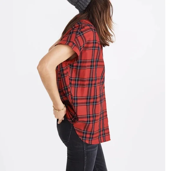 Madewell Central Shirt in Dahl Plaid Red XS - Picture 2 of 14